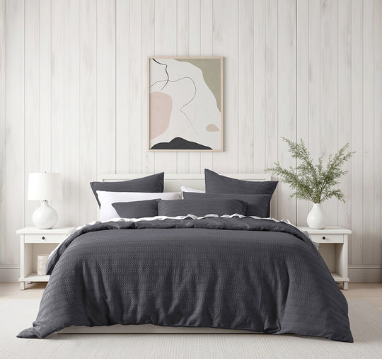 Kahlani Quilt Cover Set Range Charcoal