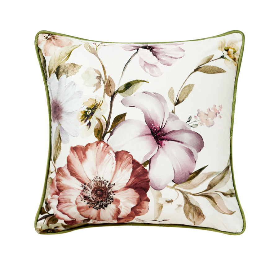 Minette 43x43cm Filled Velvet Cushion White
