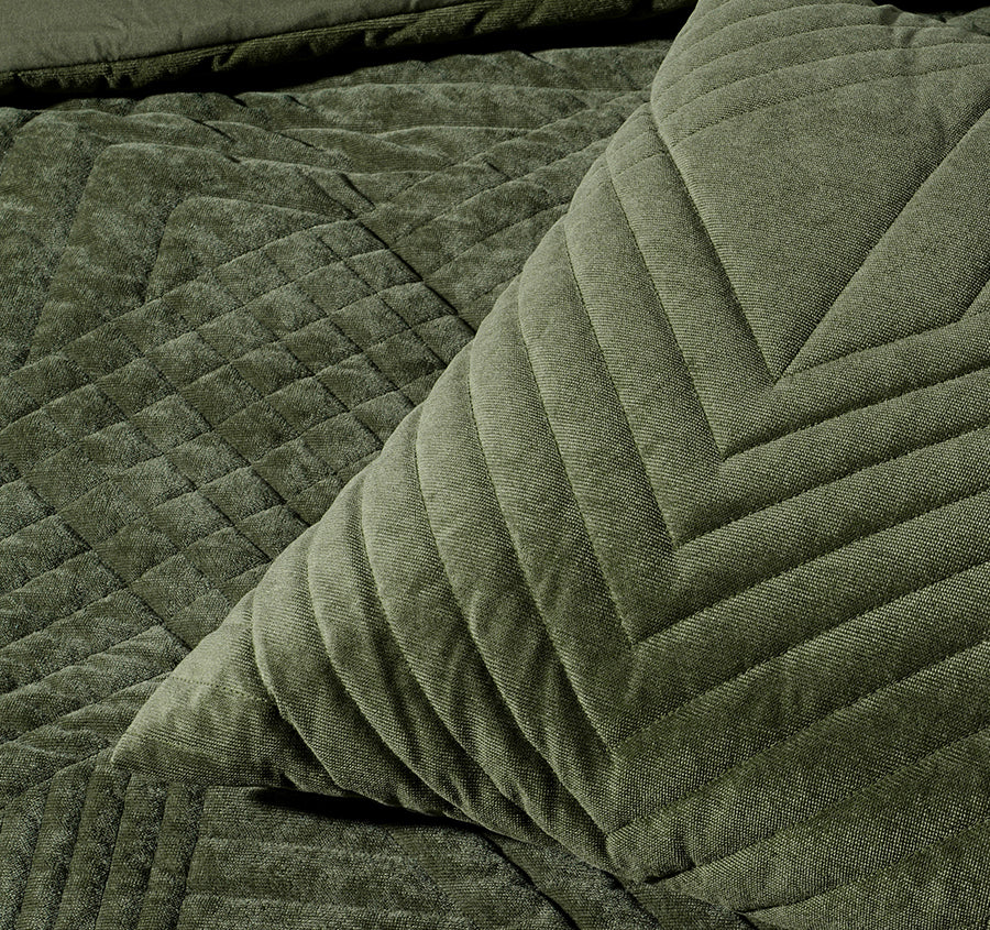 Navarro Quilt Cover Set Range Olive