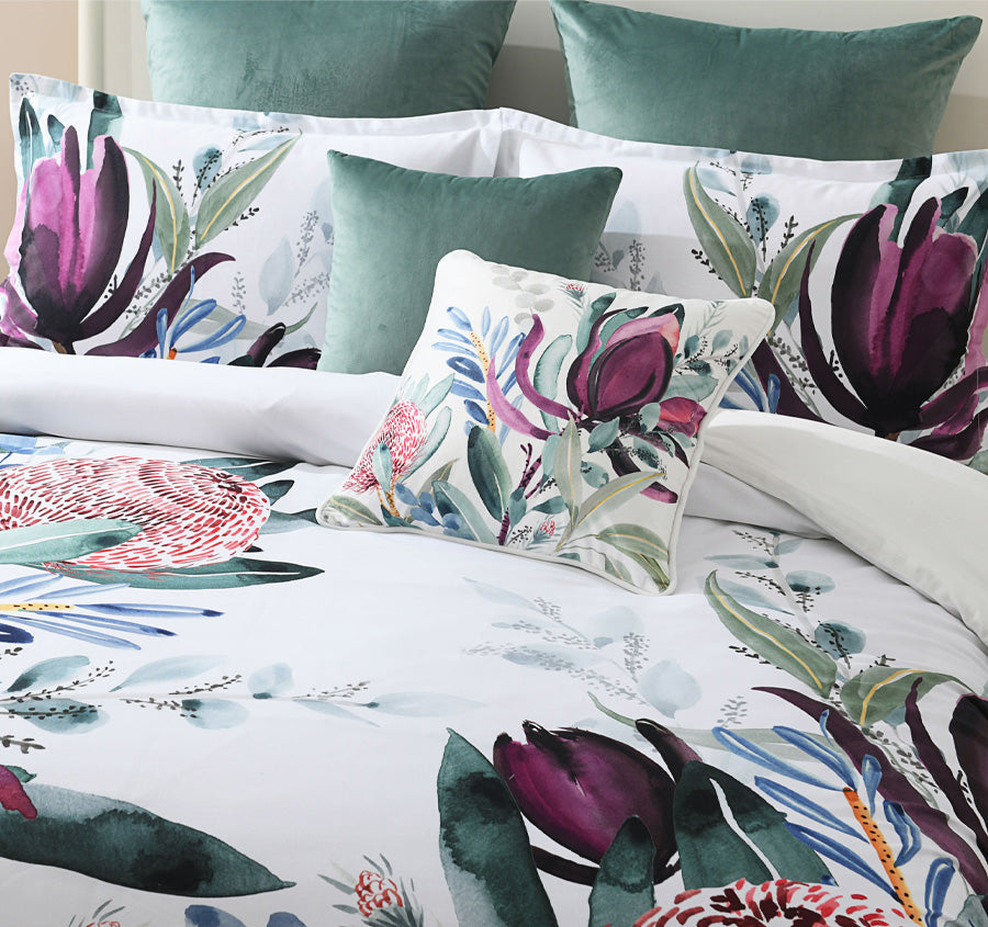 Protea Quilt Cover Set Range Plum