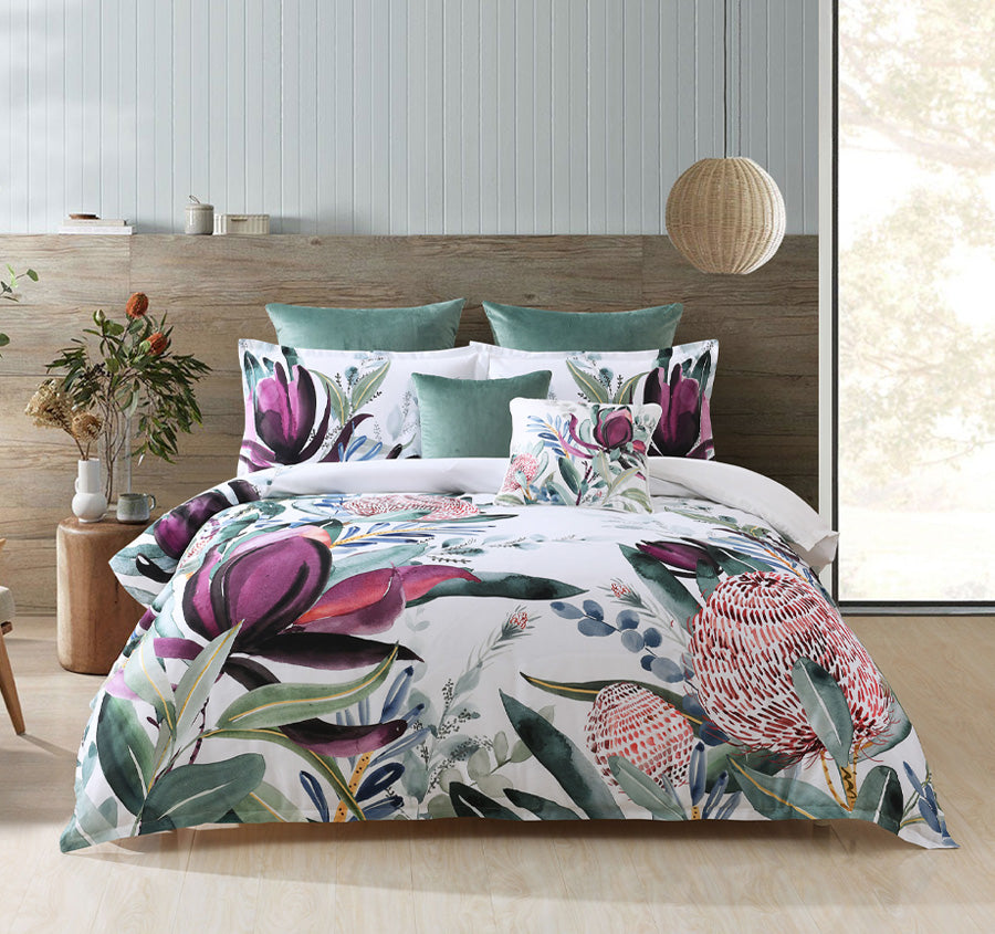 Protea Quilt Cover Set Range Plum