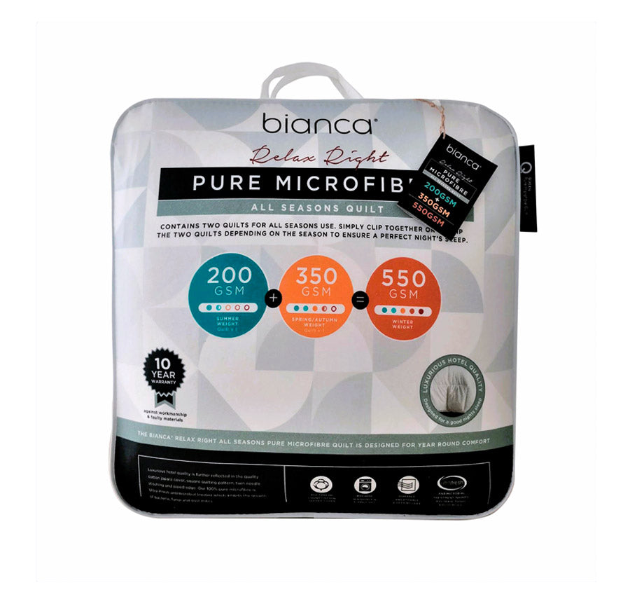 Relax Right Pure Microfibre All Seasons Quilt Range