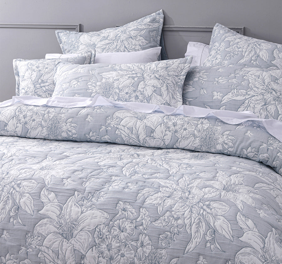 Whispering Lily 43x43cm Filled Cushion Powder Blue