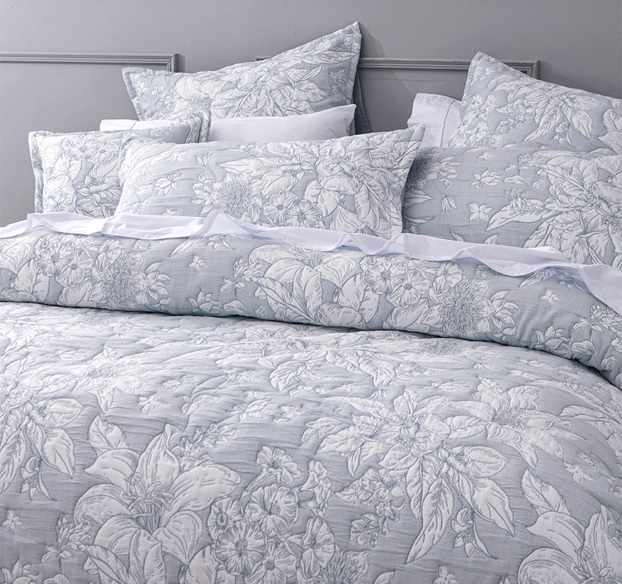 Whispering Lily European Pillowcase Powder Blue