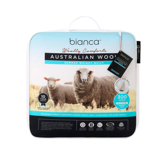 Woolly Comforts 300GSM Summer Australian Wool Quilt Range