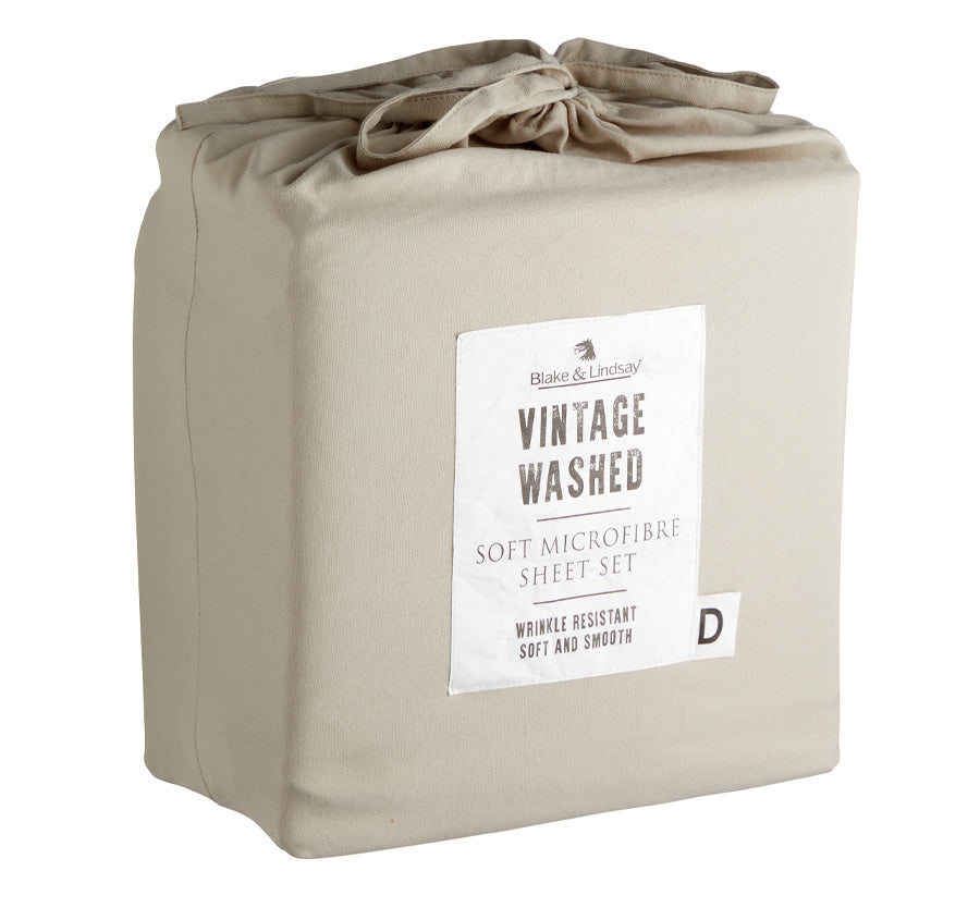 Vintage Washed Soft Microfibre Sheet Set Range Linen