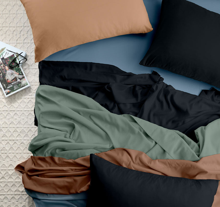 Vintage Washed Soft Microfibre Sheet Set Range Denim