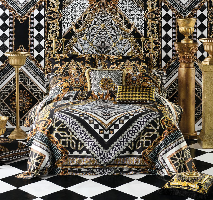 Duomo Dynasty Quilt Cover Set Range Black