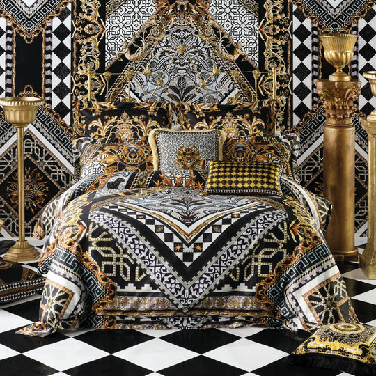 Duomo Dynasty Quilt Cover Set Range Black