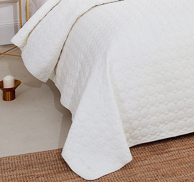 Embroidered Rich Coverlet Set Range Cream