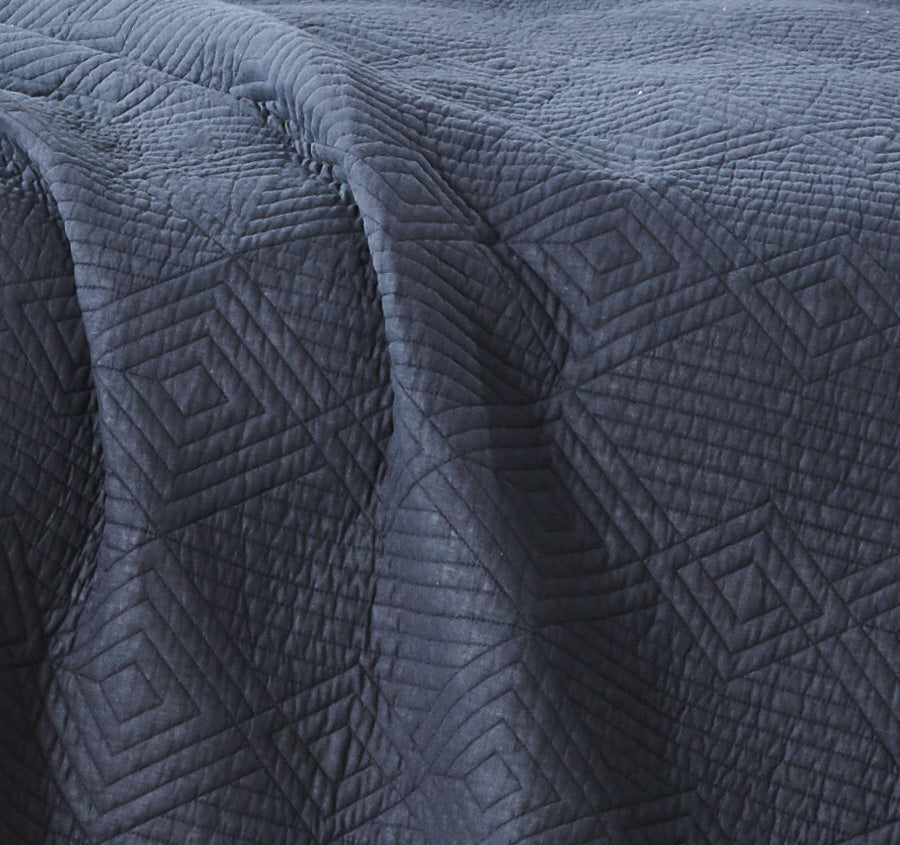 Diamond Coverlet Set Range Navy