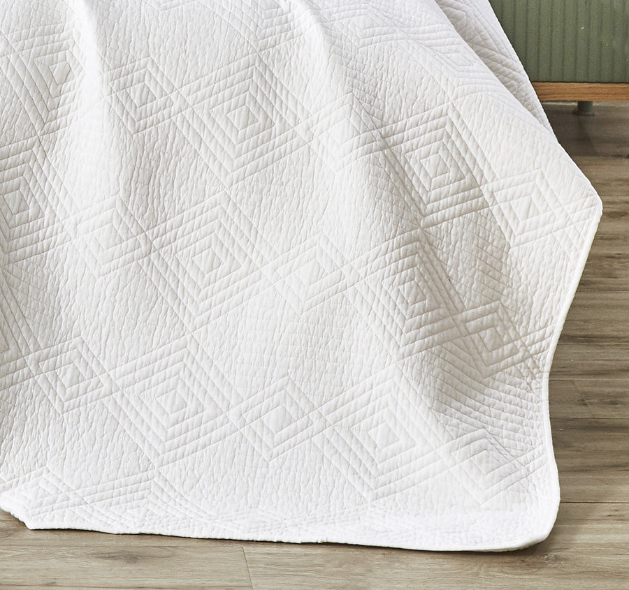 Diamond Coverlet Set Range White