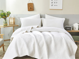 Diamond Coverlet Set Range White