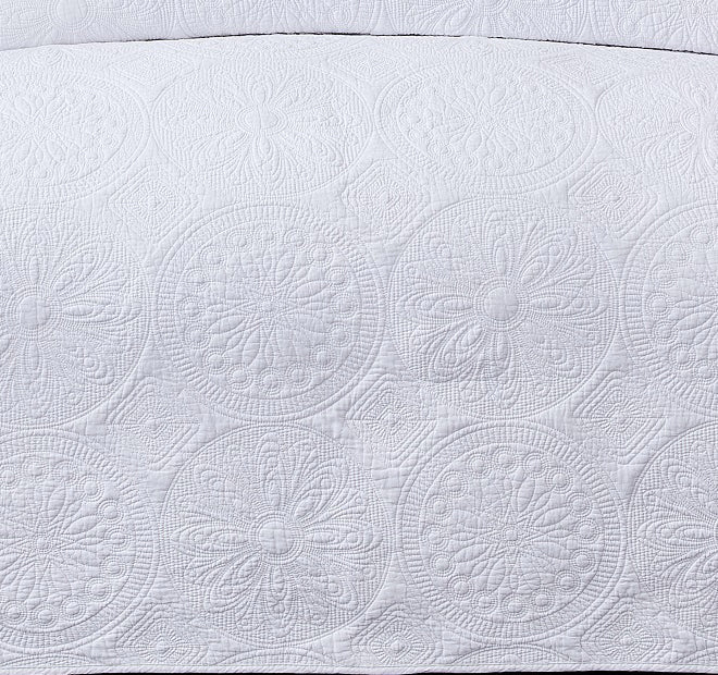 Embroidered Vivid White Coverlet Set Range