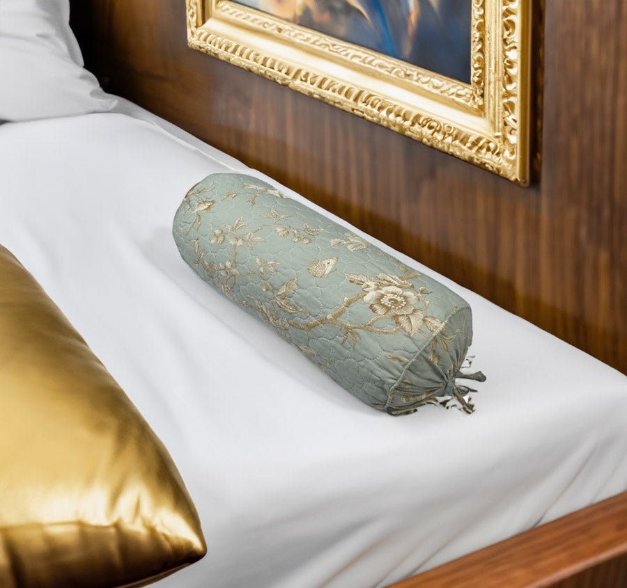 Lyon Teal 18x48cm Filled Bolster Front