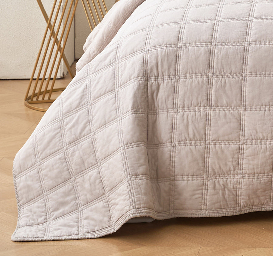 Squares Coverlet Set Range Sand