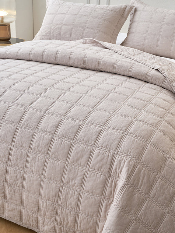 Squares Coverlet Set Range Sand