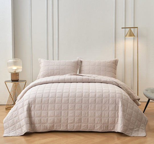 Squares Coverlet Set Range Sand