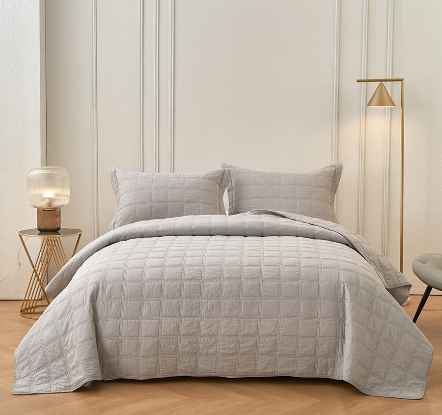Squares Coverlet Set Range Smokey Grey