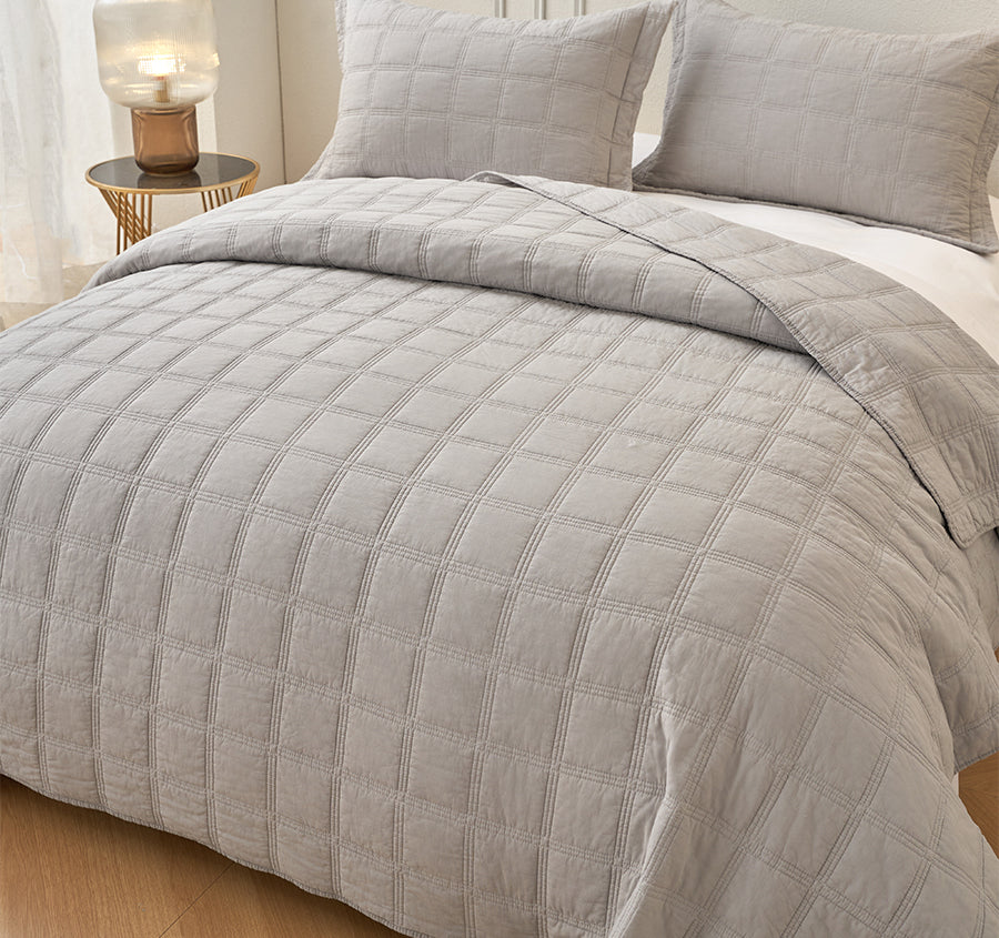 Squares Coverlet Set Range Smokey Grey