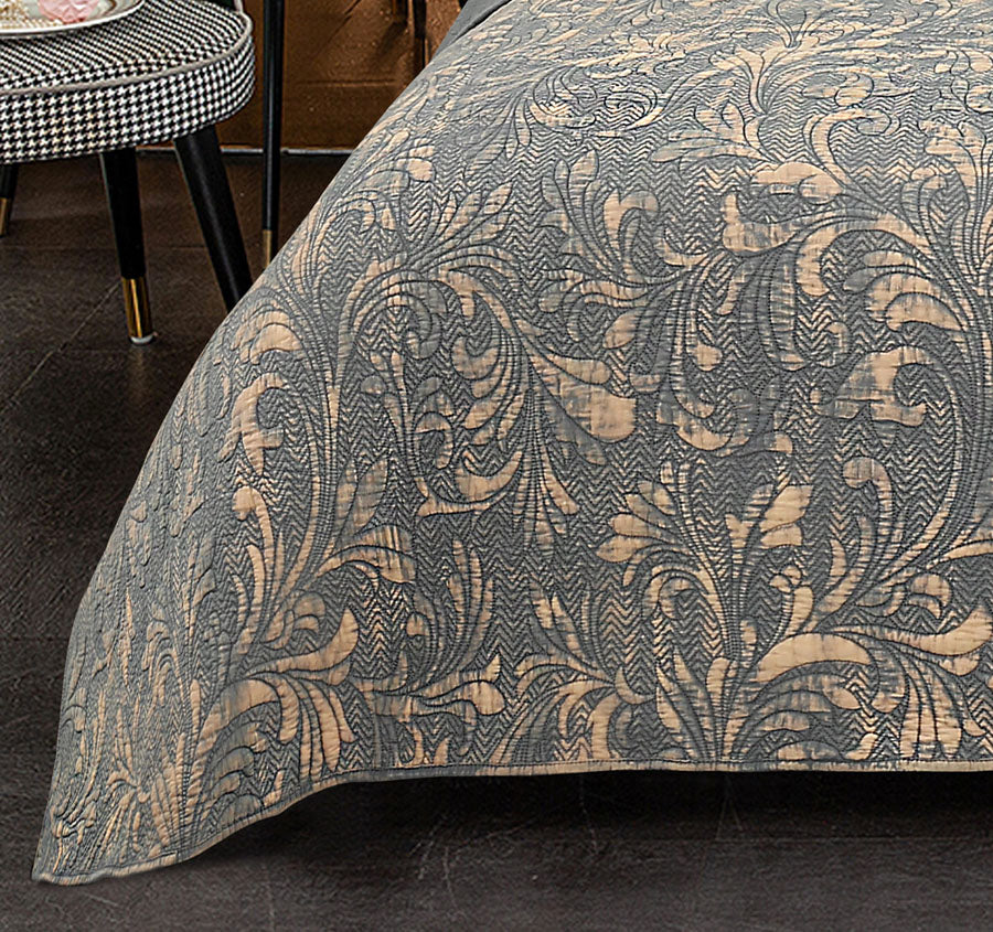 Stone Wash Coverlet Set Range Gun Metal