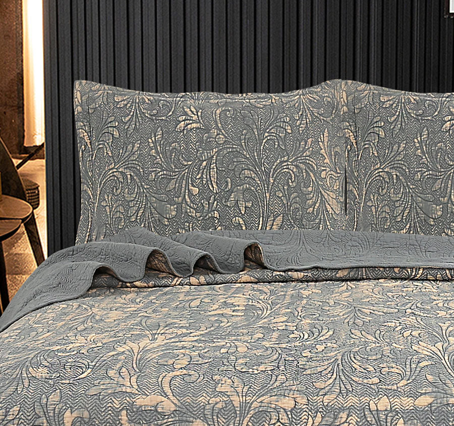 Stone Wash Coverlet Set Range Gun Metal