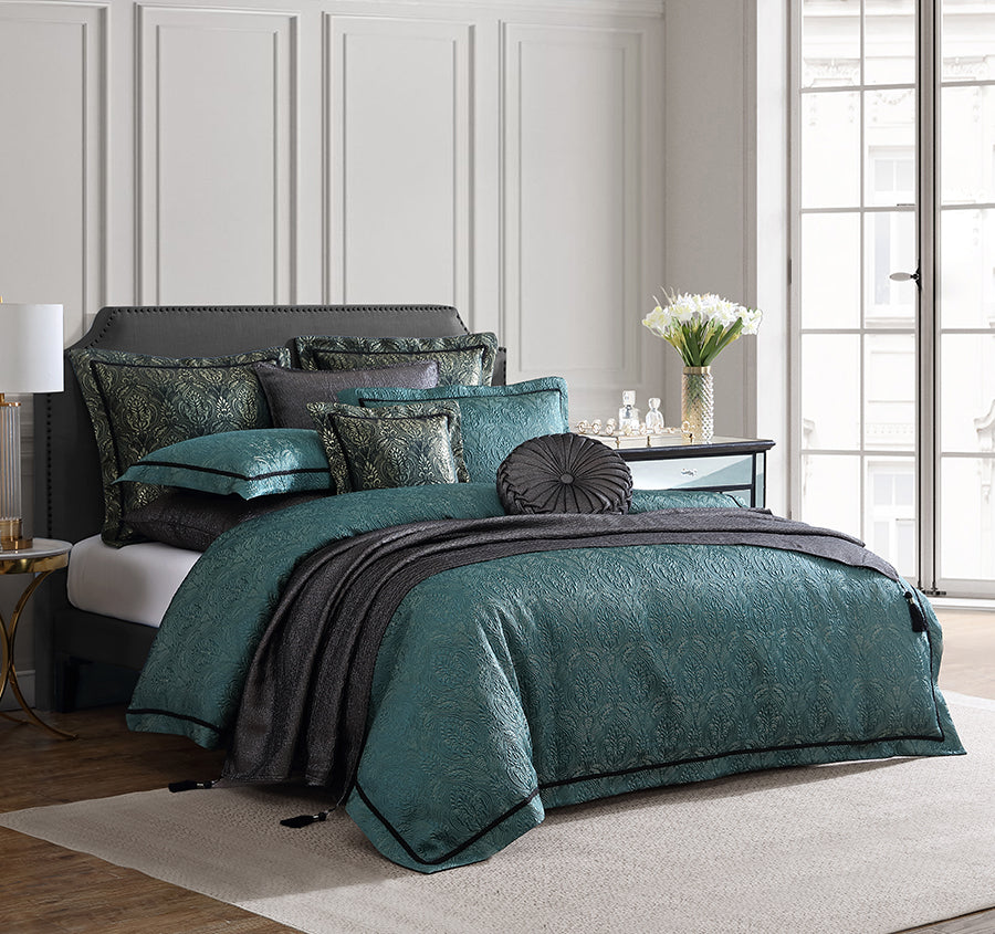 Valencia Quilt Cover Set Range Emerald
