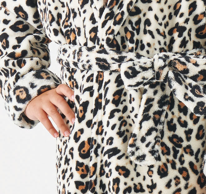 Plush Kids Bathrobe Range Leopard