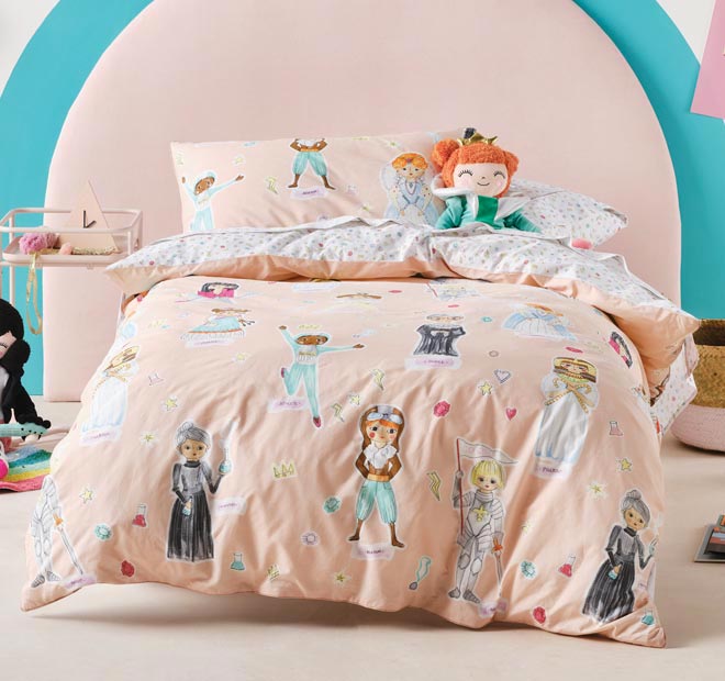 You Go Girl Quilt Cover Set Range Peach