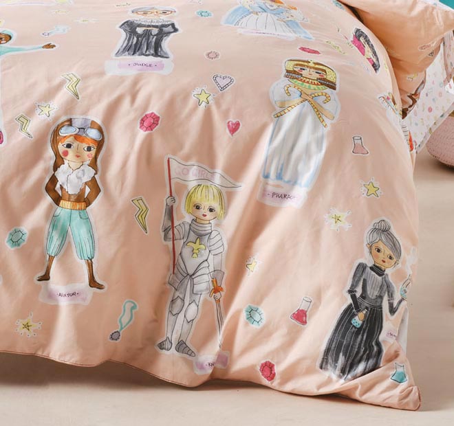 You Go Girl Quilt Cover Set Range Peach