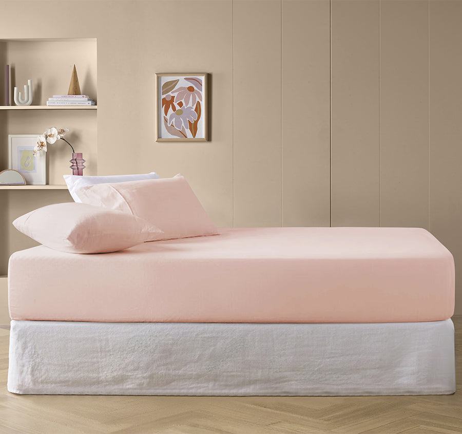 Drift Stonewashed Cotton Mega Fitted Combo Set Range Blush Pink