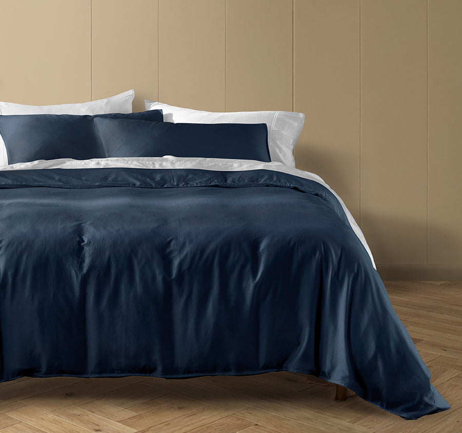 Drift Stonewashed Cotton Quilt Cover Set Range Denim Navy