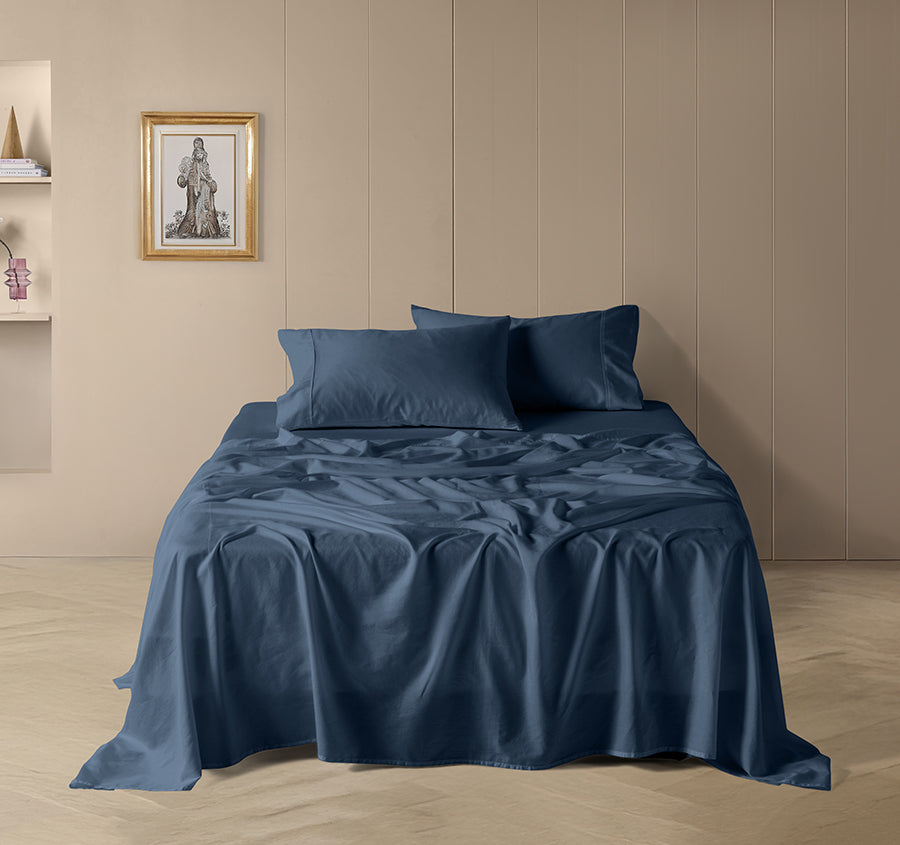 Drift Stonewashed Cotton Mega Sheet Set Range Denim Navy