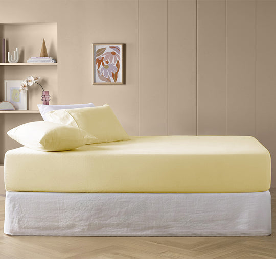 Drift Stonewashed Cotton Mega Fitted Combo Range Lemon Yellow