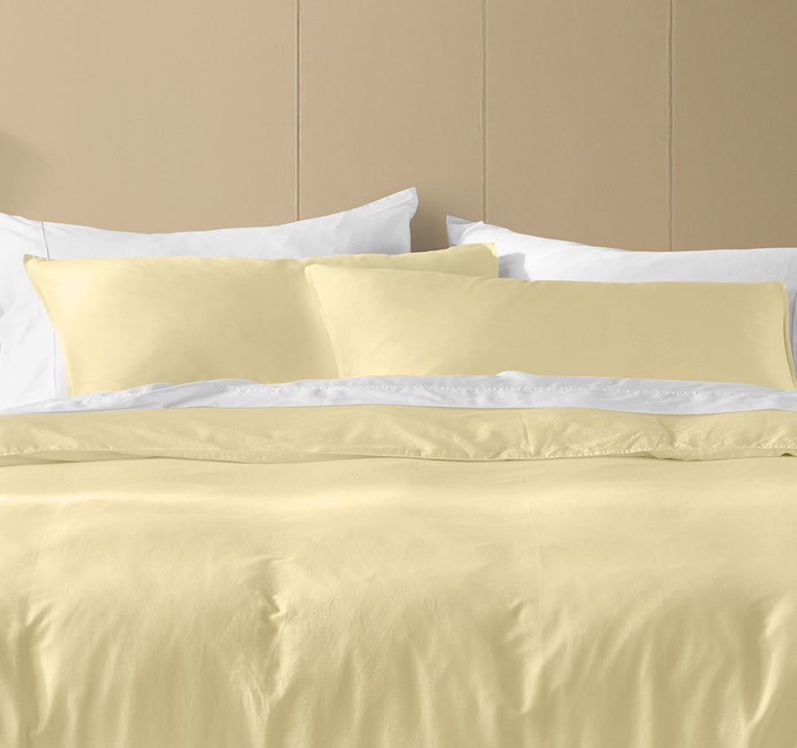 Drift Stonewashed Cotton Quilt Cover Set Range Lemon Yellow