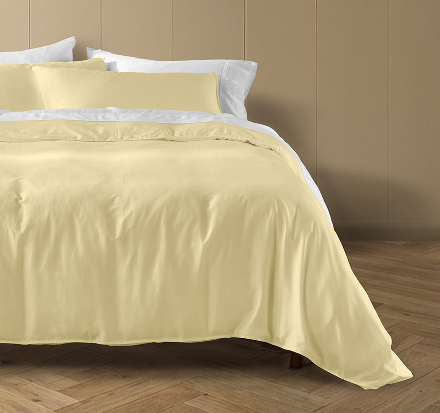 Drift Stonewashed Cotton Quilt Cover Set Range Lemon Yellow