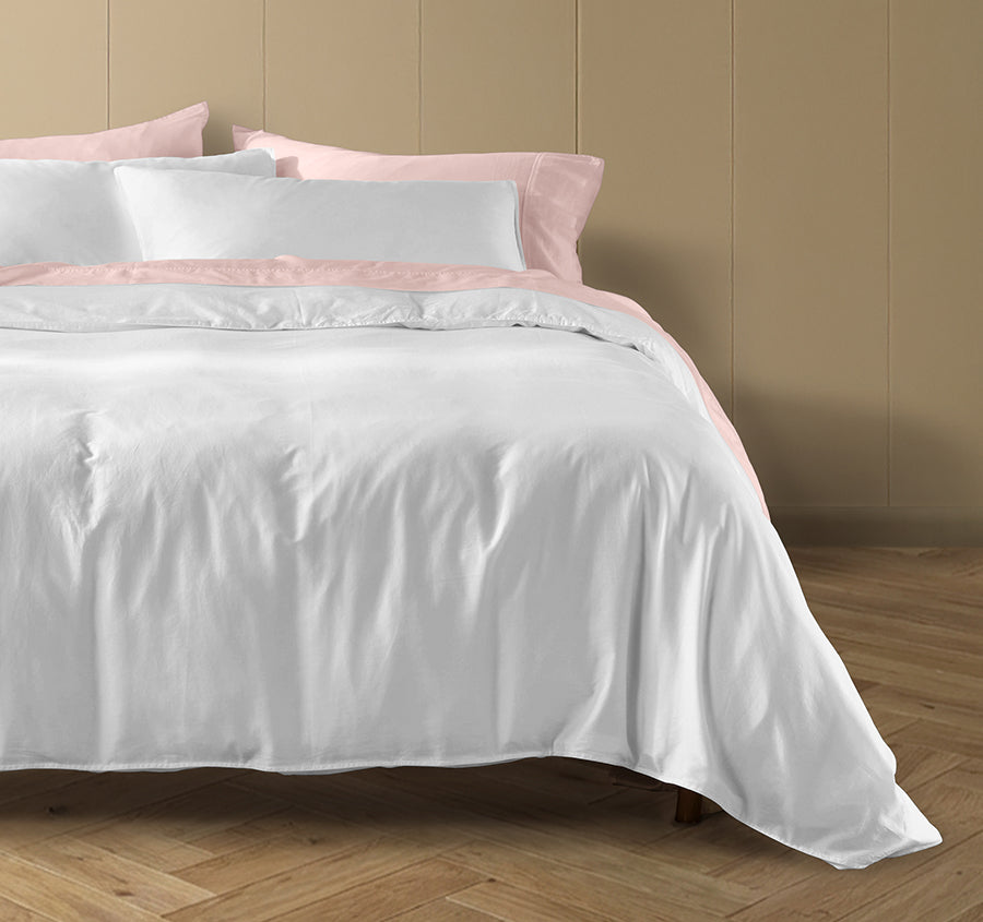 Drift Stonewashed Cotton Quilt Cover Set Range Pure White