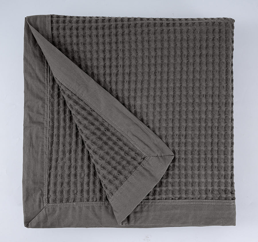Haven Cotton Waffle Blanket Range Charcoal Grey