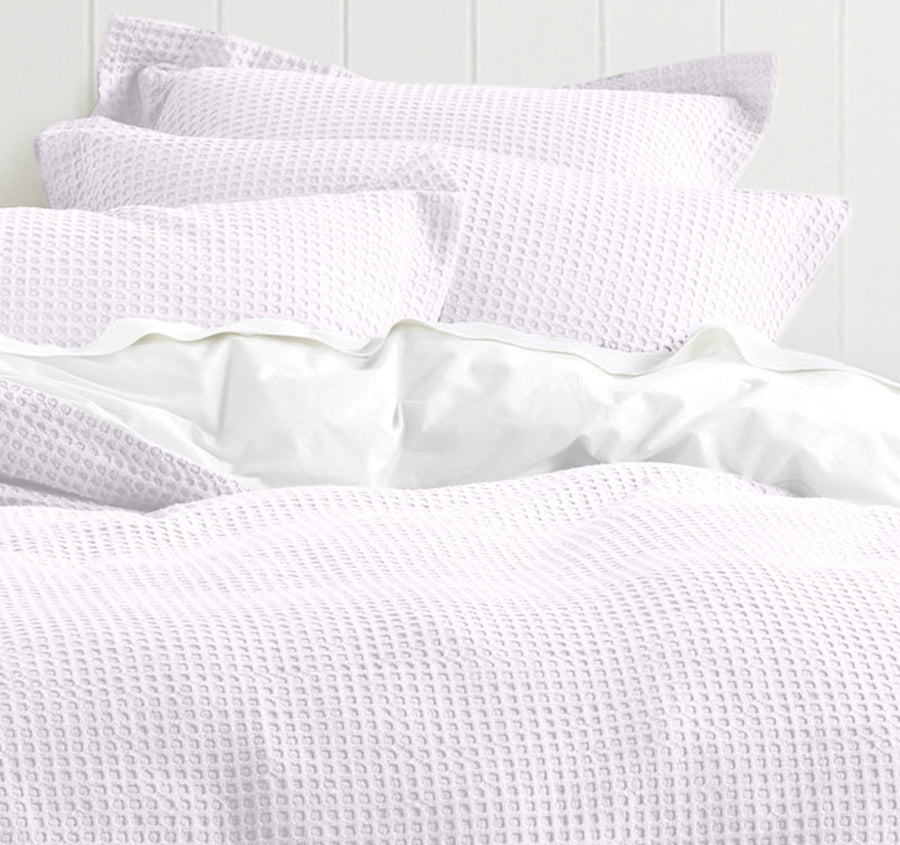 Haven Cotton Waffle Quilt Cover Set Range Pure White