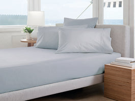 Oxford 300TC Crisp Cotton Percale Fitted Combo Range Breeze Blue