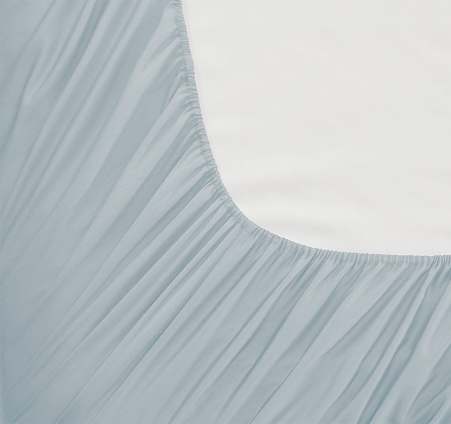 Oxford 300TC Crisp Cotton Percale Fitted Combo Range Breeze Blue