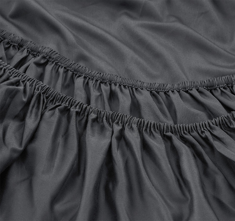 Oxford 300TC Crisp Cotton Percale Fitted Combo Range Charcoal Grey