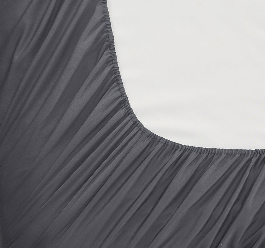 Oxford 300TC Crisp Cotton Percale Fitted Combo Range Charcoal Grey