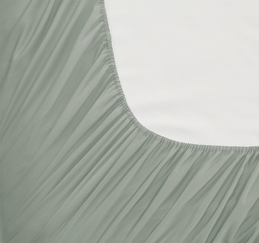 Oxford 300TC Crisp Cotton Percale Fitted Combo Range Leafy Sage