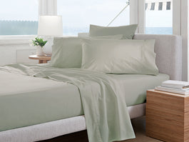 Oxford 300TC Crisp Cotton Percale Sheet Set Range Leafy Sage