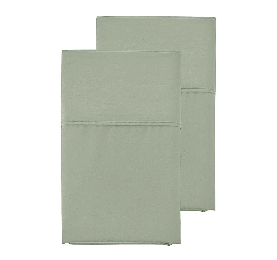 Oxford 300TC Crisp Cotton Percale Sheet Set Range Leafy Sage