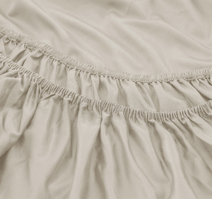 Oxford 300TC Crisp Cotton Percale Fitted Combo Range Sandstone