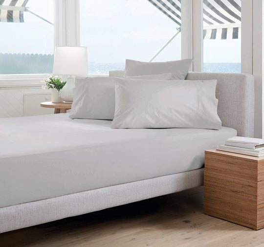 Oxford 300TC Crisp Cotton Percale Fitted Combo Range Warm Silver