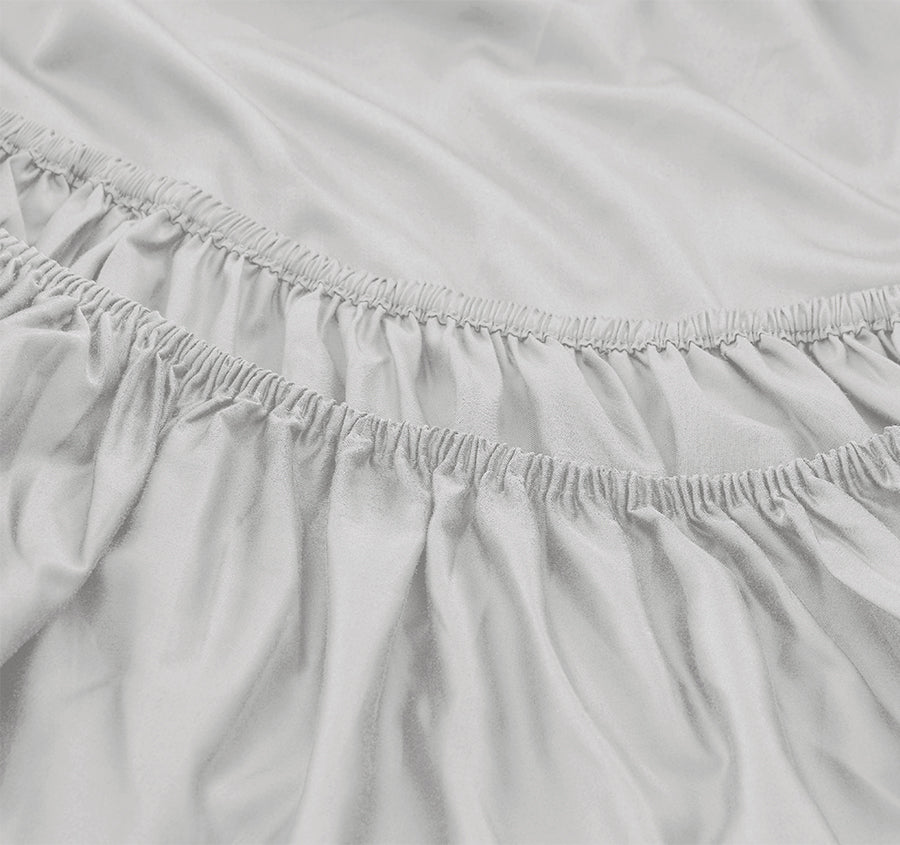 Oxford 300TC Crisp Cotton Percale Fitted Combo Range Warm Silver