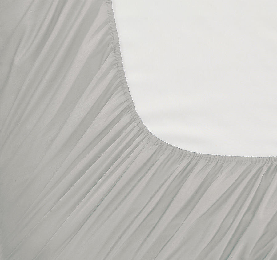 Oxford 300TC Crisp Cotton Percale Fitted Combo Range Warm Silver